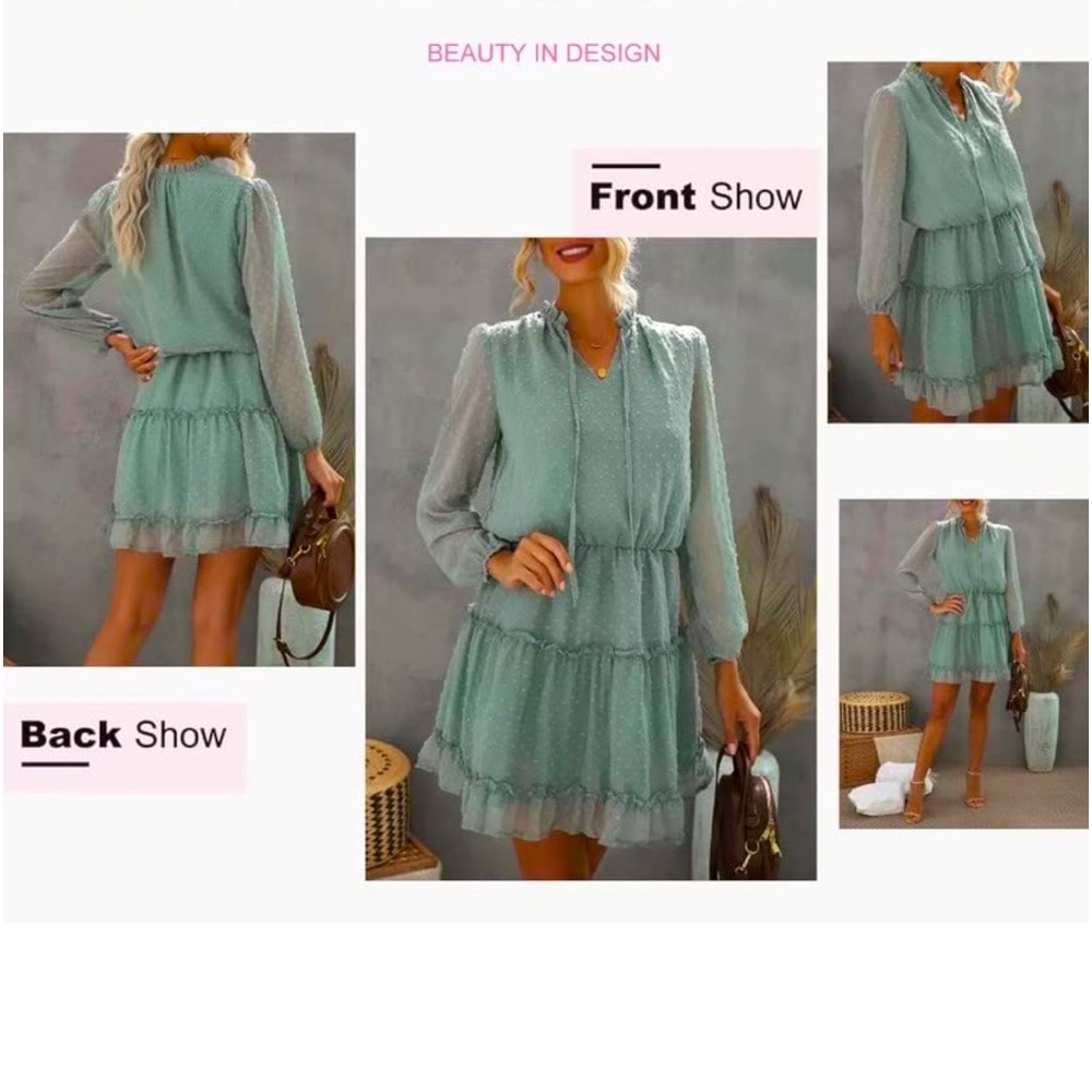 Dokotoo women 2023 split V neck ruffle chiffon elegant mini short dress